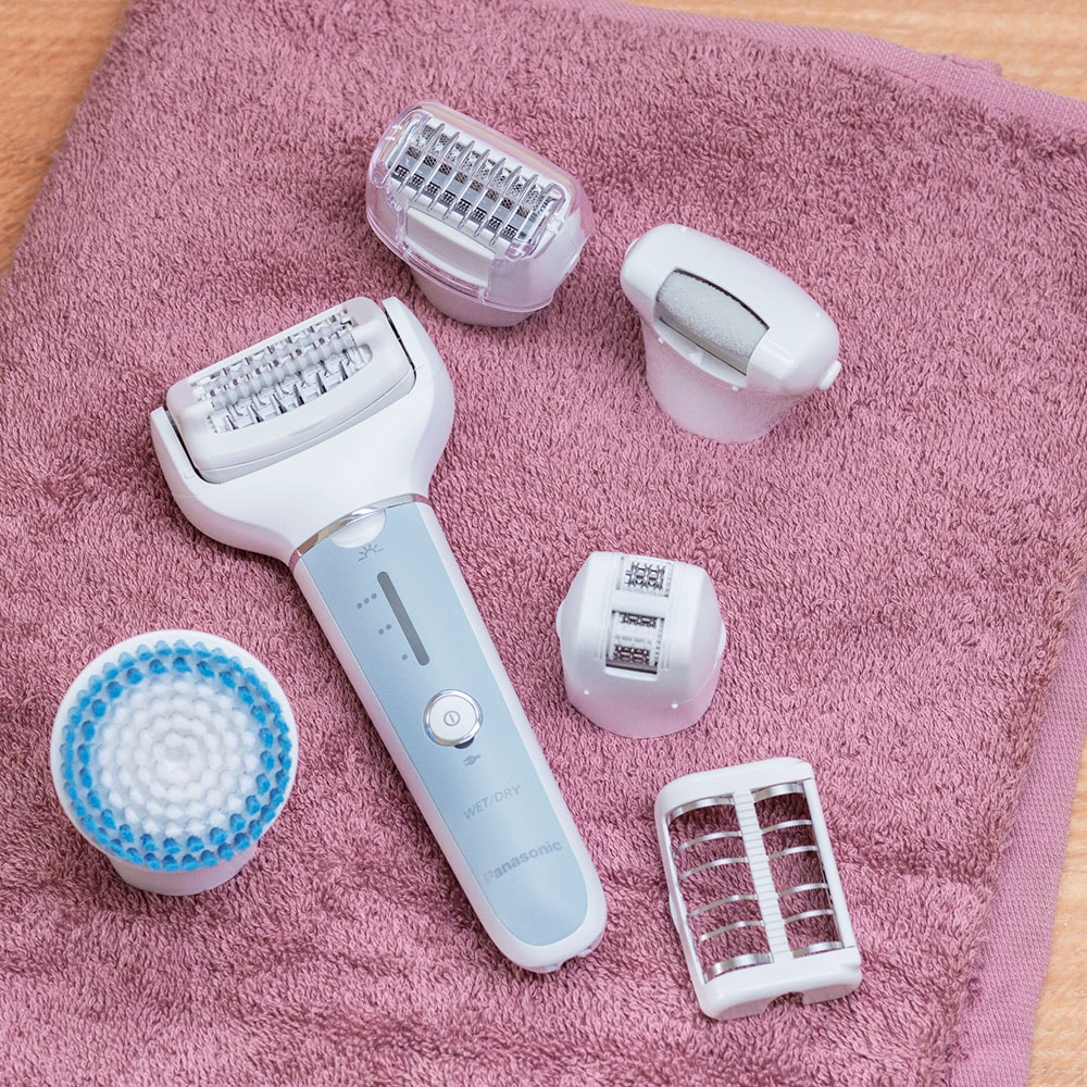 Epilator PANASONIC ES-EY90-A503, 60 pensete, 3 viteze, 8 accesorii, Wet&Dry, acumulator, gri