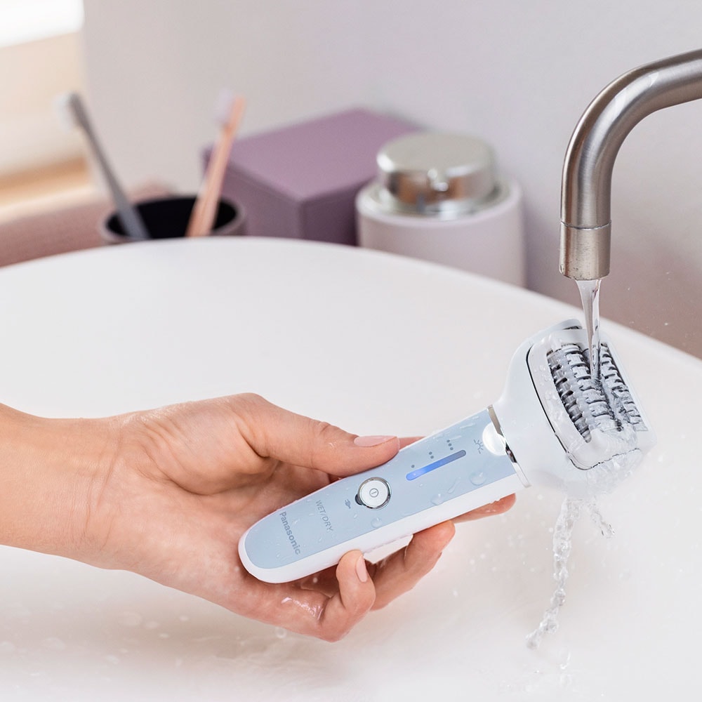 Epilator PANASONIC ES-EY90-A503, 60 pensete, 3 viteze, 8 accesorii, Wet&Dry, acumulator, gri