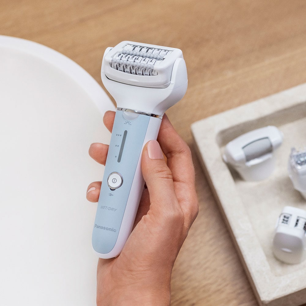 Epilator PANASONIC ES-EY90-A503, 60 pensete, 3 viteze, 8 accesorii, Wet&Dry, acumulator, gri