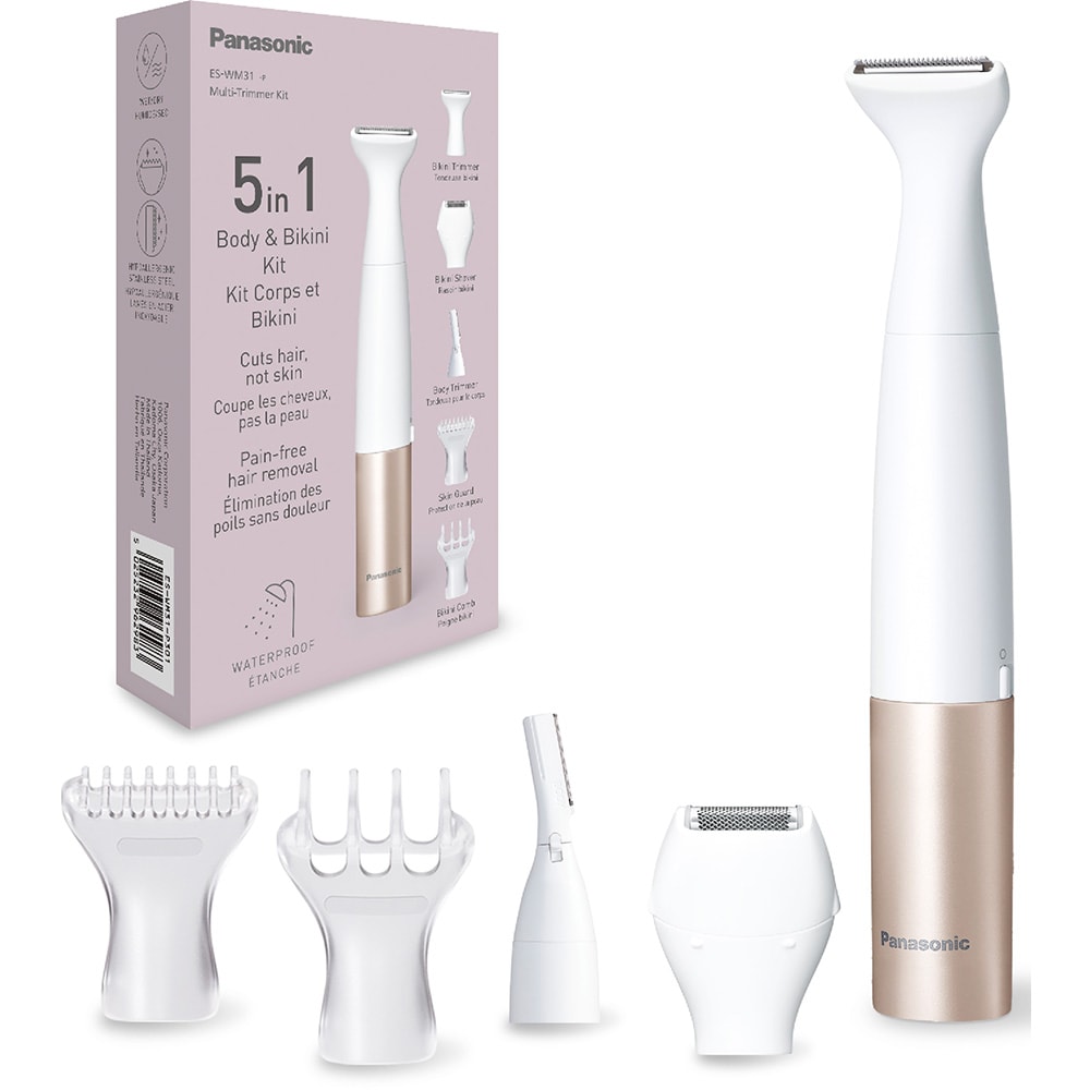 Trimmer corp PANASONIC ES-WM31-P301 5 In 1, baterie, Wet&Dry, 60 min autonomie, roz-alb