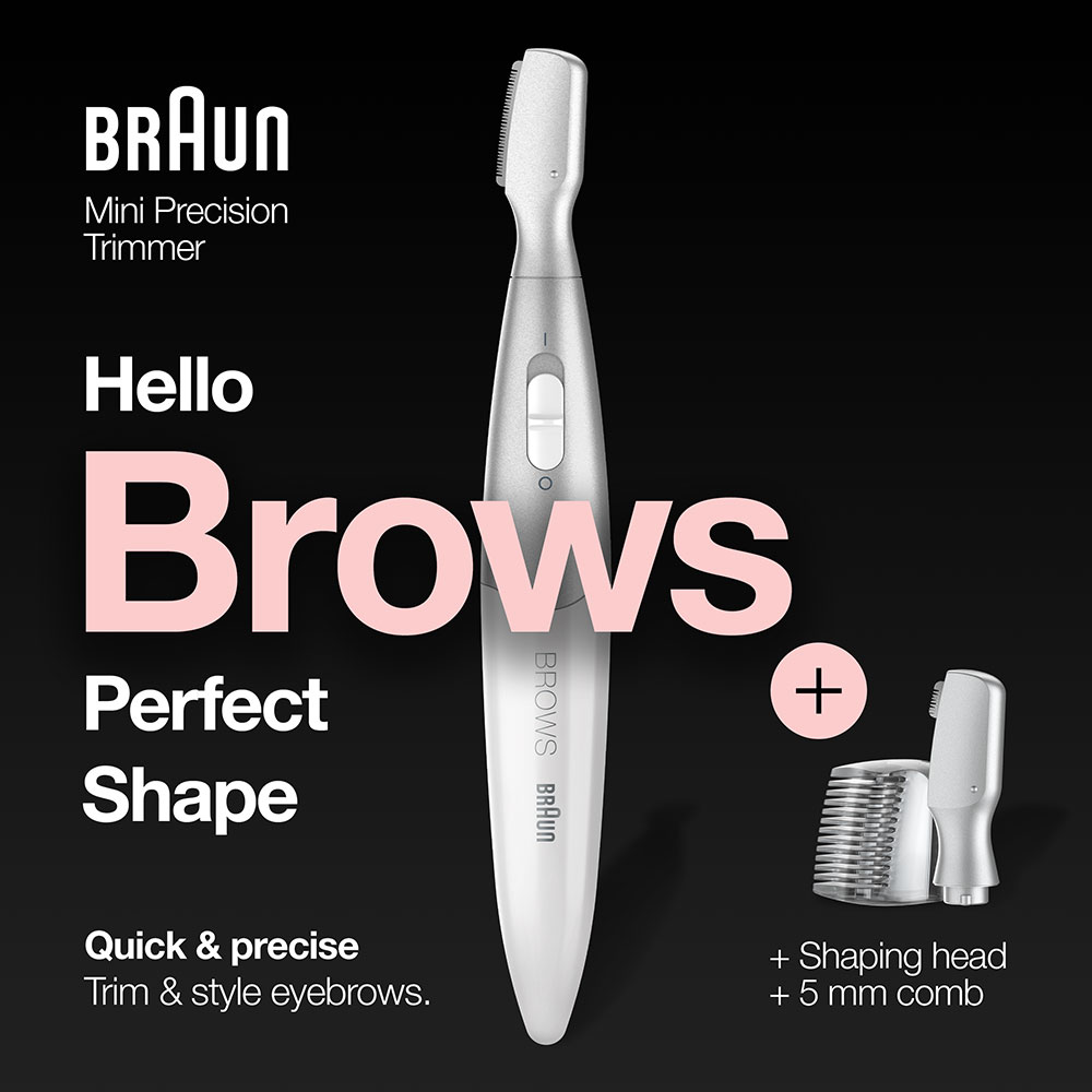 Trimmer BRAUN FG1106, baterie, alb-argintiu