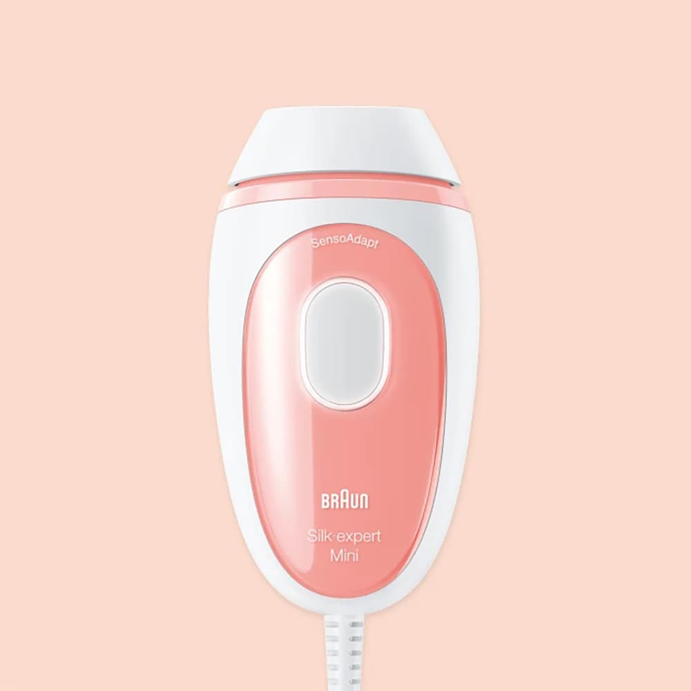 Epilator IPL BRAUN Silk-expert Mini PL1000, 300.000 impulsuri, SensoAdapt, retea, alb-roz