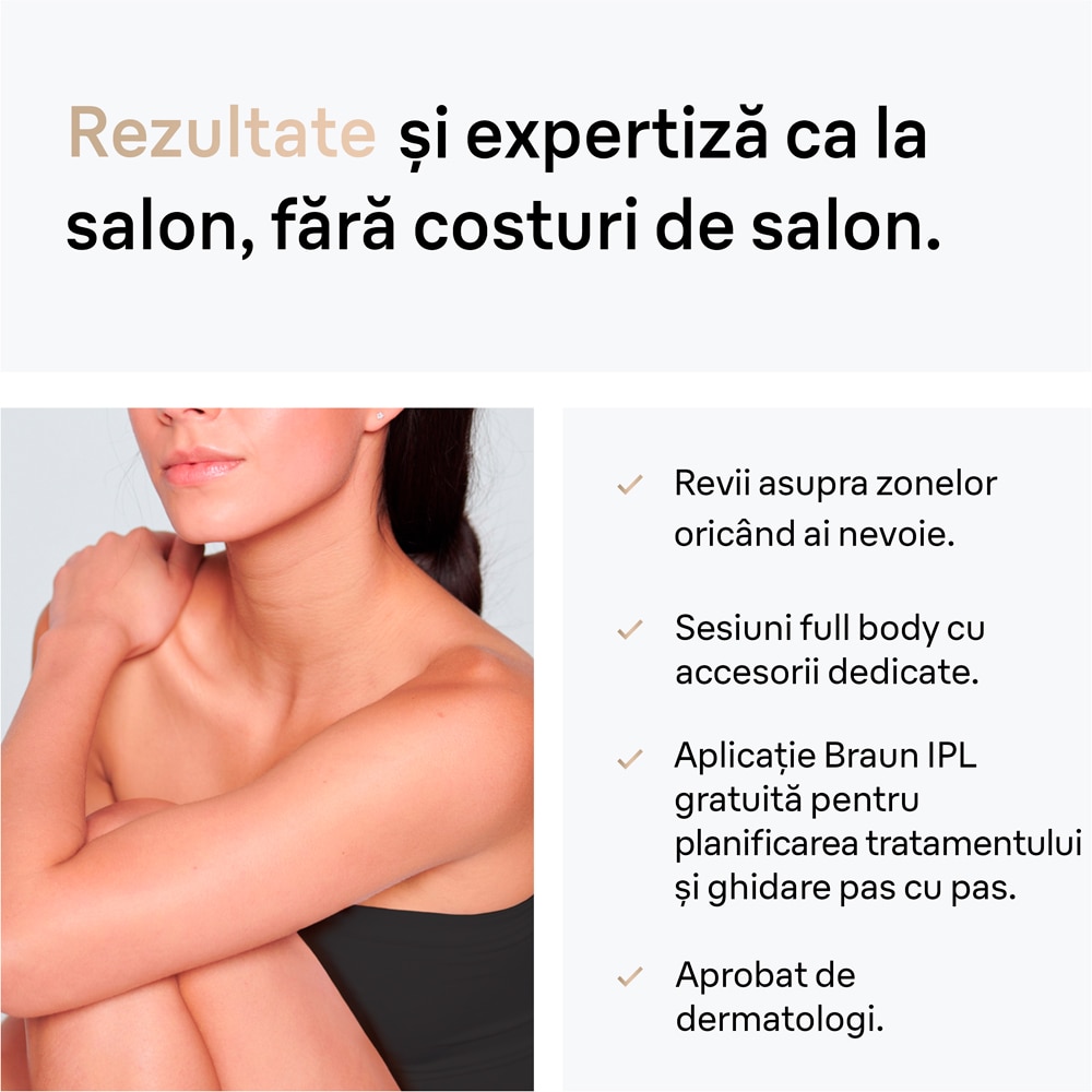 Epilator IPL BRAUN Silk-expert Pro 5 PL5152, 400000 impulsuri, 10 viteze, 3 accesorii, SkinPro 2.0, reatea, alb-auriu