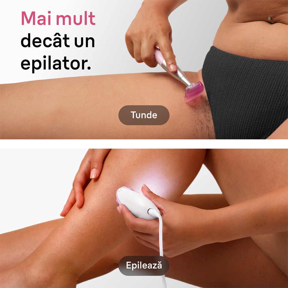 Epilator BRAUN SE3-202 Silk-epil 3, 20 pensete, 2 viteze, 1 accesoriu, SmartLight, retea, roz