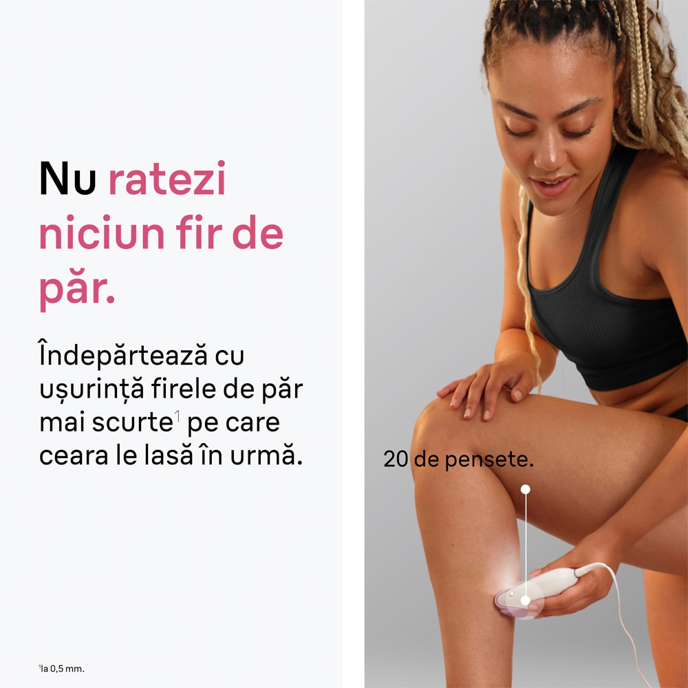 Epilator BRAUN SE3-202 Silk-epil 3, 20 pensete, 2 viteze, 1 accesoriu, SmartLight, retea, roz