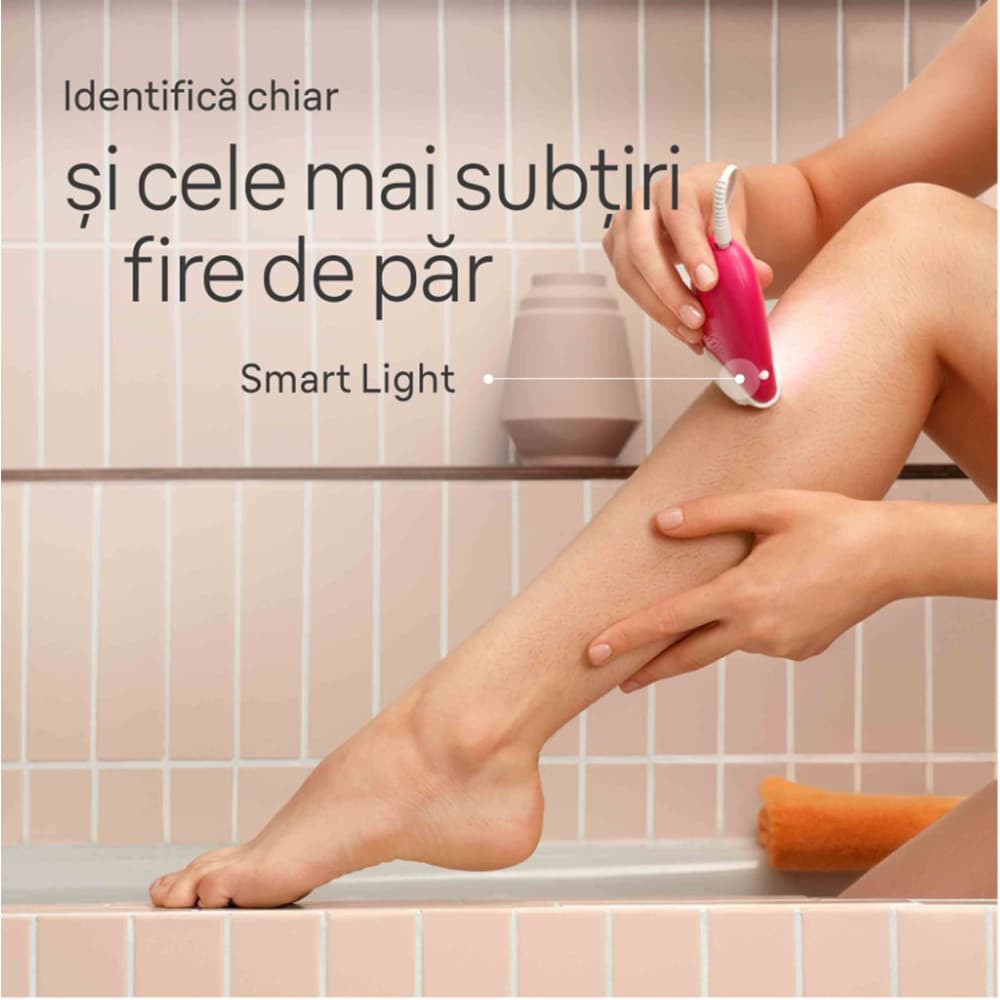 Epilator BRAUN SE3-202 Silk-epil 3, 20 pensete, 2 viteze, 1 accesoriu, SmartLight, retea, roz