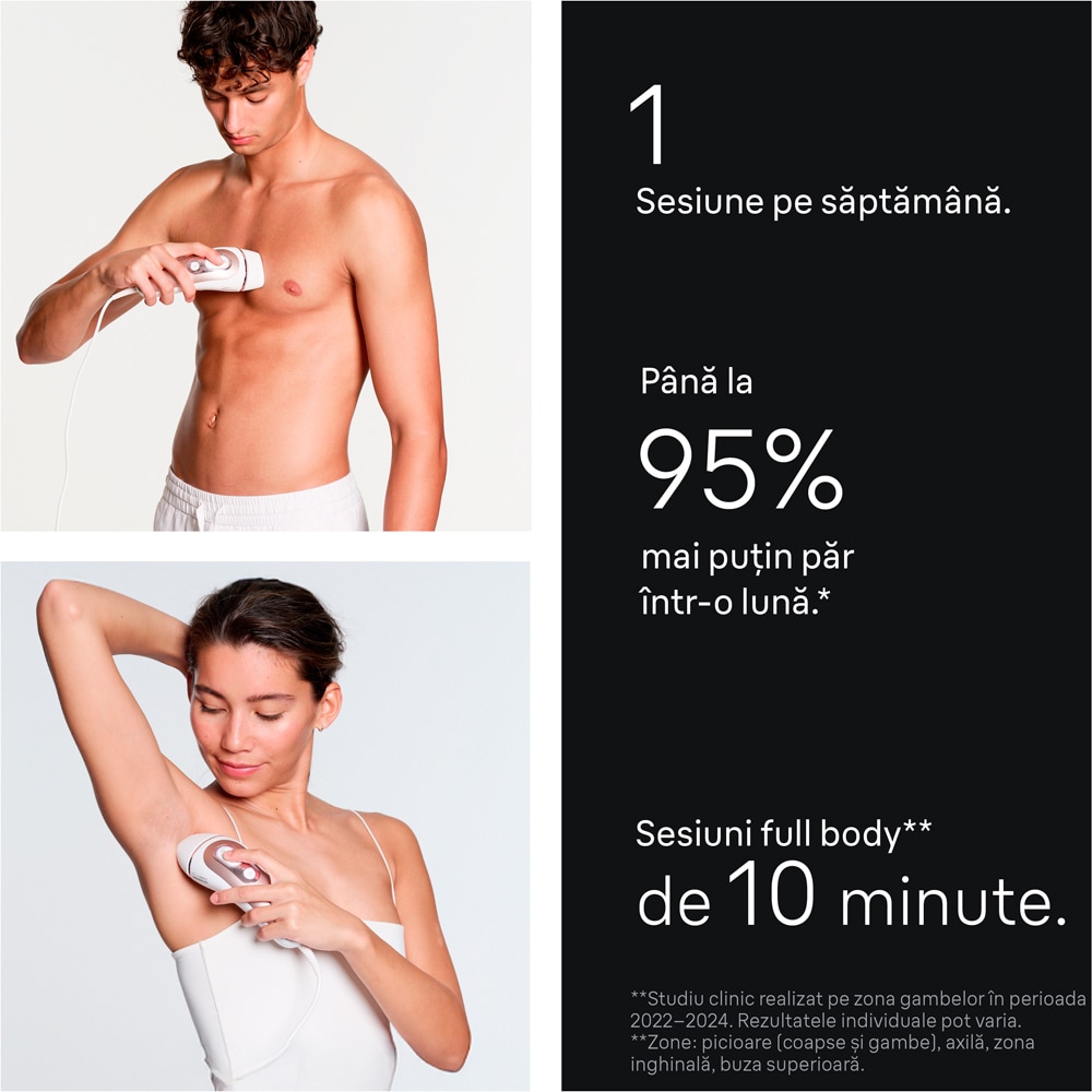 Epilator IPL BRAUN Skin i-Expert Pro 7 PL7147, 400000 impulsuri, 10 viteze, 3 accesorii, SkinPro 2.0, reatea, alb-bronz