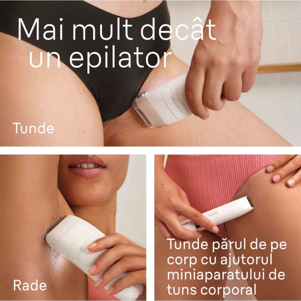 Epilator BRAUN SE7-441, 40 pensete, 2 viteze, 5 accesorii, SmartLight, MicroGrip, Wet&Dry, acumulator, alb-argintiu