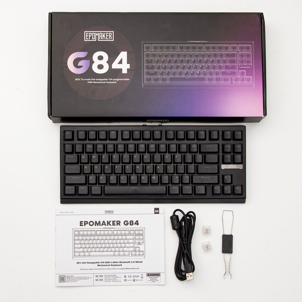 Tastatura Gaming Wireless mecanica EPOMAKER G84, Bluetooth, USB, Layout US, negru