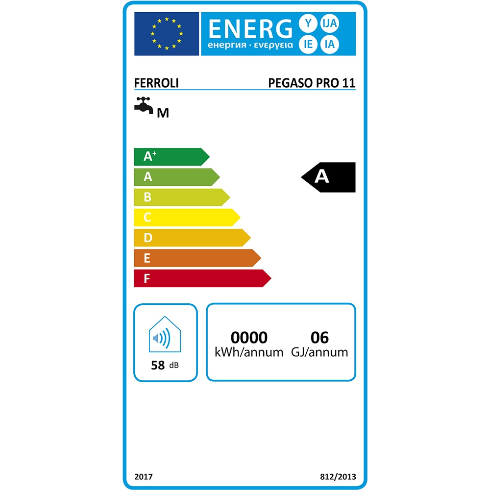 Instant apa calda pe gaz GPL FERROLI Pegaso Pro 11 GCC1MGAA, 11l/min, 21.1kW, alb