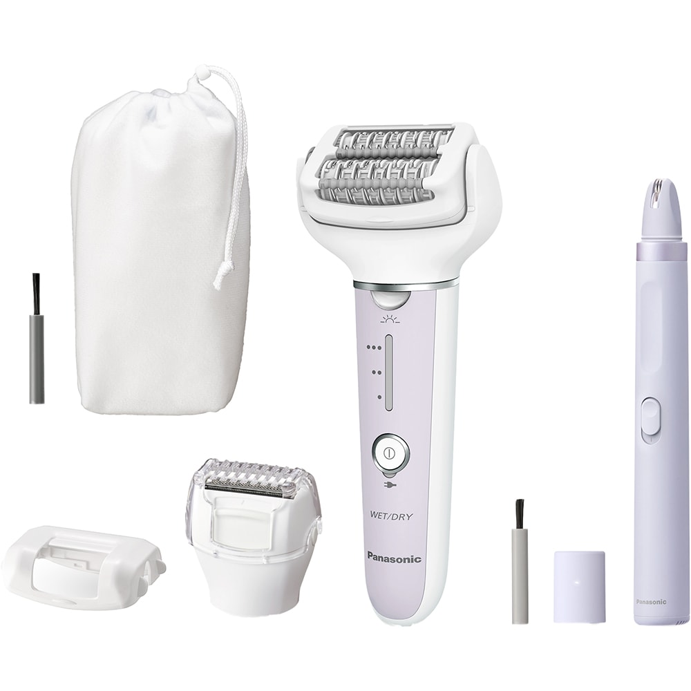 Epilator PANASONIC ES-EYL3, 60 pensete, 3 viteze, 5 accesorii, Wet&Dry, acumulator, roz