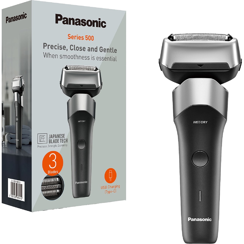 Aparat de ras PANASONIC ES-RM3FXK503, Wet&Dry, autonomie 45min, 3 elemente de taiere, argintiu