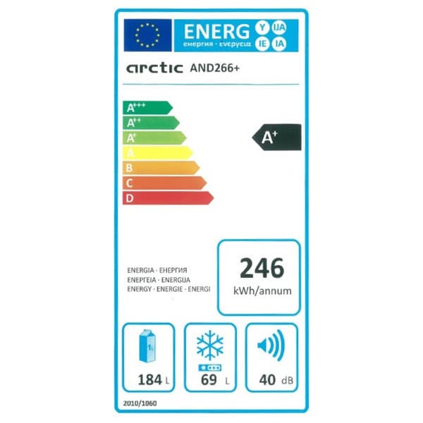 Frigider cu doua usi ARCTIC AND266+, 253 l, H 151 cm, Clasa A+, alb