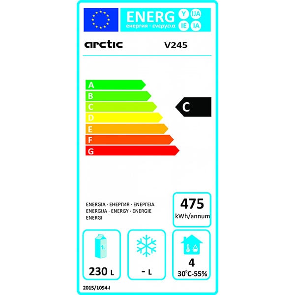 Vitrina frigorifica ARCTIC V245, 230 l, H 134.4 cm, Clasa C, alb