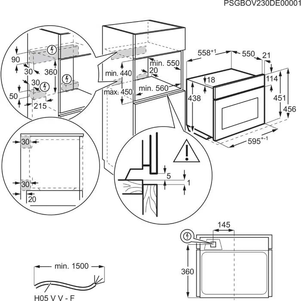 Cuptor incorporabil combi cu microunde ELECTROLUX EVL7E06GE, 44 l, negru