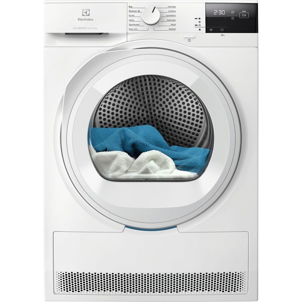 Uscator de rufe ELECTROLUX 600 GentleCare EW6D283DE, Pompa de caldura, 8 kg, 12 programe, Clasa D, alb