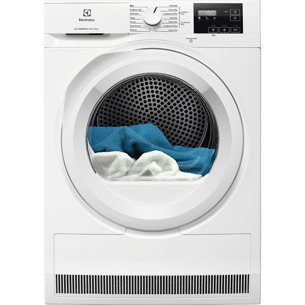 Uscator de rufe ELECTROLUX 600 GentleCare EW6D28WE, Pompa de caldura, 8 kg, 14 programe, Clasa D, alb