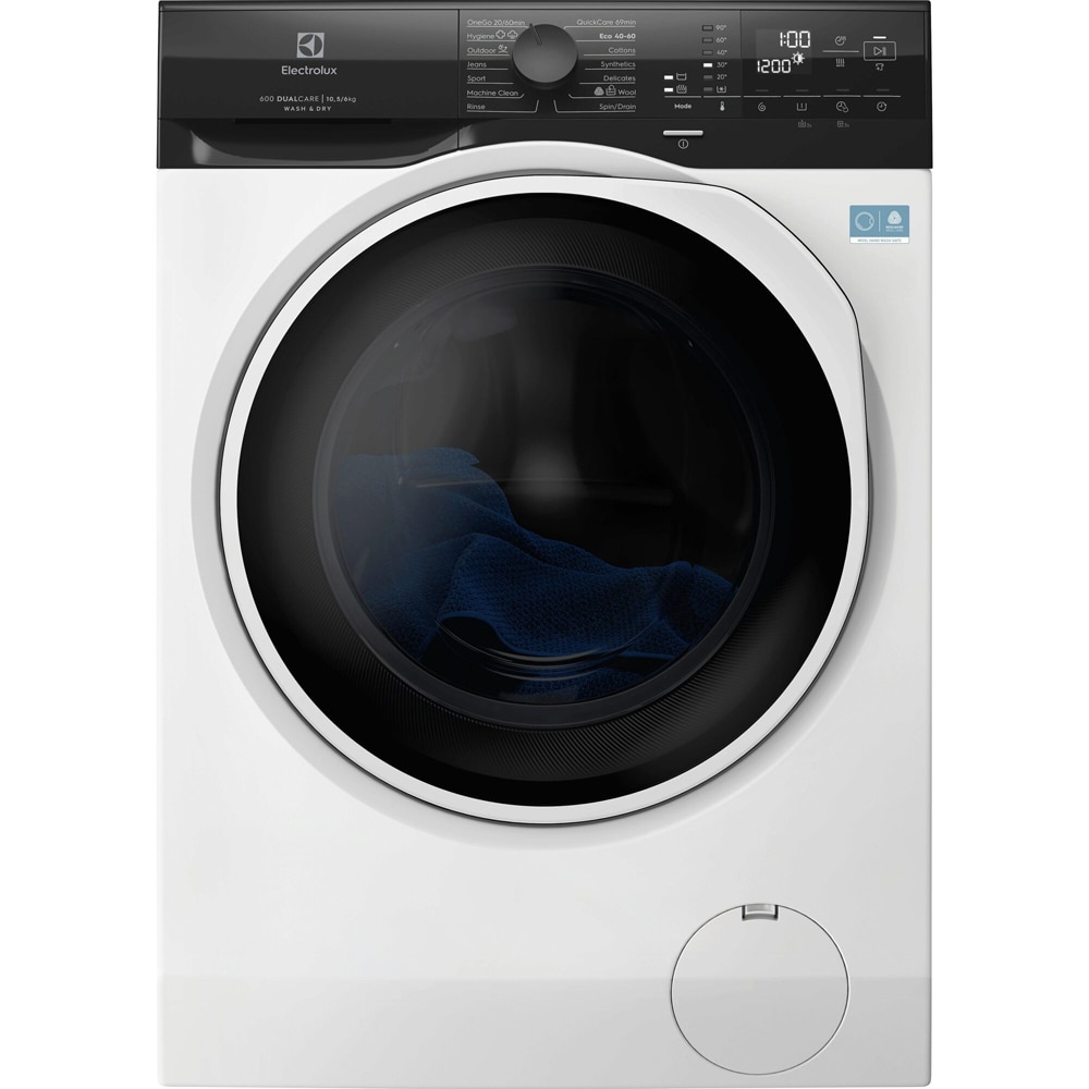 Masina de spalat rufe frontala cu uscator ELECTROLUX EW6WY9655E, 10.5/6 kg, 1600rpm, Clasa A/D, alb