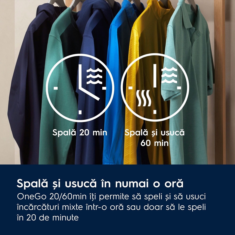 Masina de spalat rufe frontala cu uscator ELECTROLUX EW6WY9655E, 10.5/6 kg, 1600rpm, Clasa A/D, alb