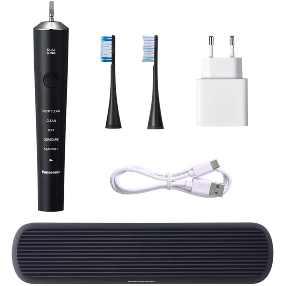 Periuta de dinti electrica PANASONIC EW-DC75-K503, 3 programe, 2 capete, negru
