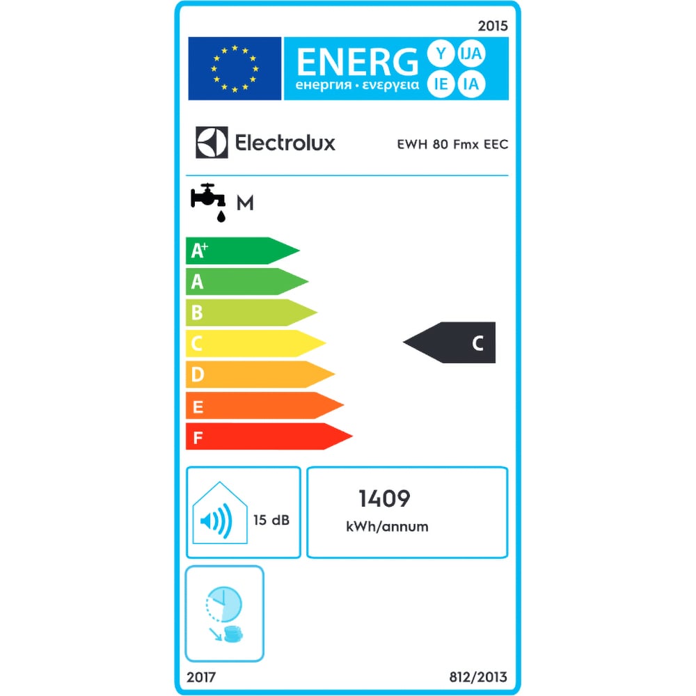Boiler electric ELECTROLUX EWH 80 FMX EEC, 80l, 2000W, alb