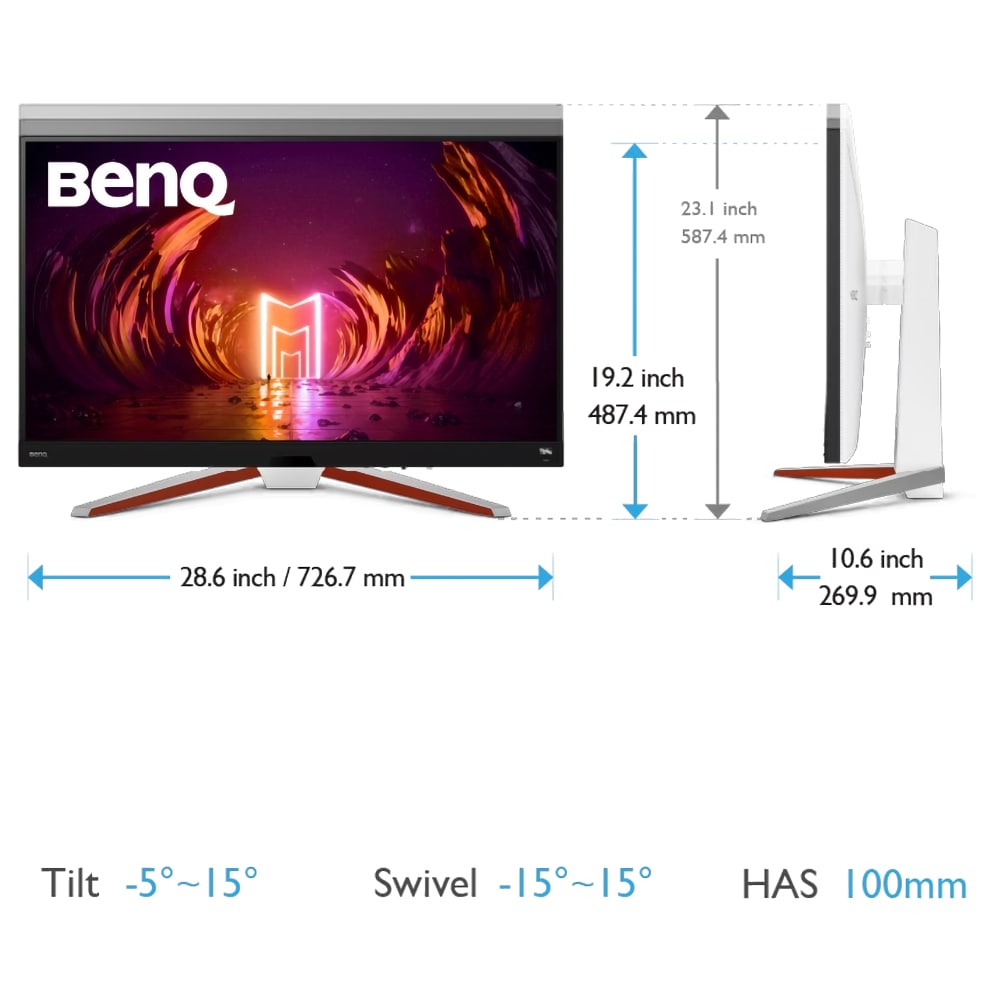 Monitor LED IPS BENQ EX3210U, 32", 4K, 144Hz, HDR10, AMD FreeSync Premium Pro, boxe, alb