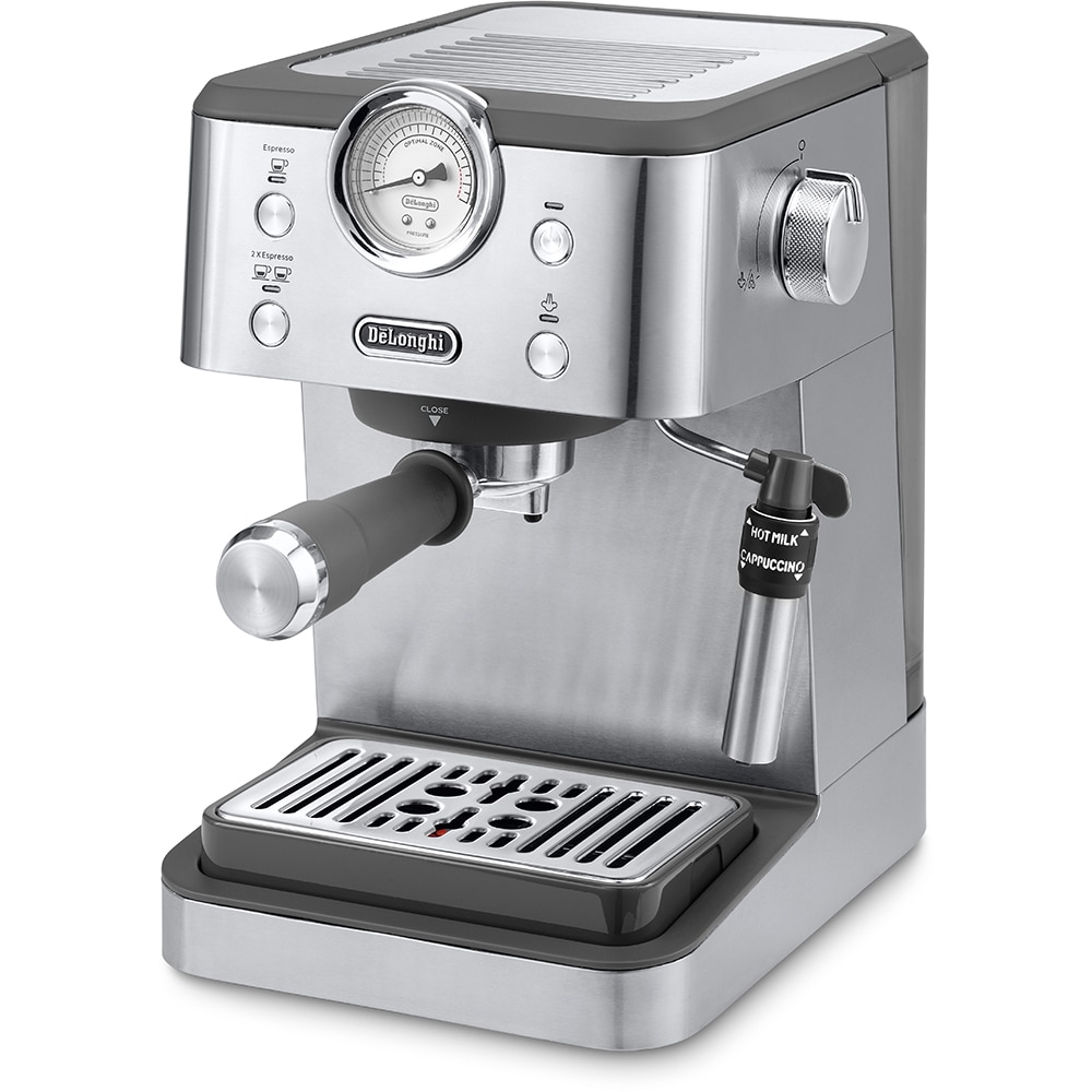 Espressor manual DELONGHI Classic EM450.M, 1.7l 1300W, 15 bar, sistem manual de spumare, argintiu