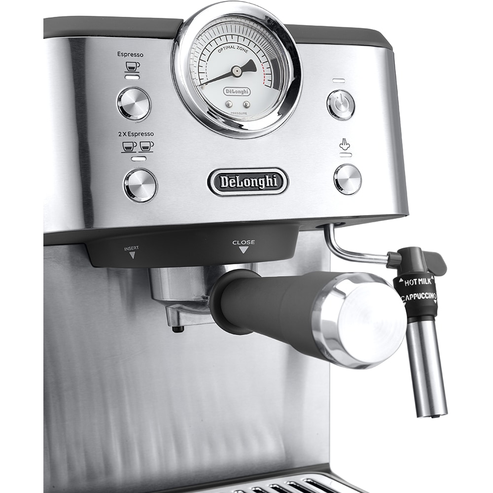 Espressor manual DELONGHI Classic EM450.M, 1.7l 1300W, 15 bar, sistem manual de spumare, argintiu