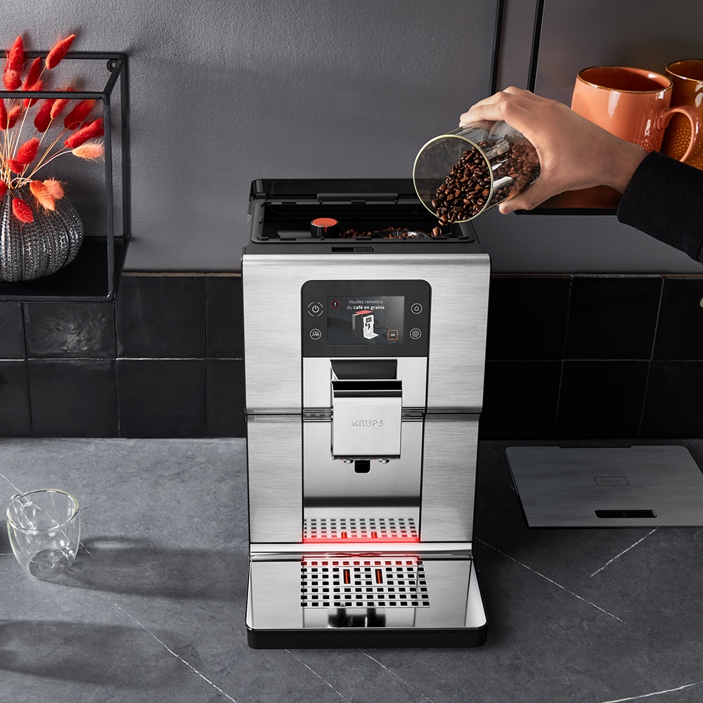 Espressor automat KRUPS Intuition Experience+ EA877D10, 3l, 1500W, 15 bar, argintiu-negru
