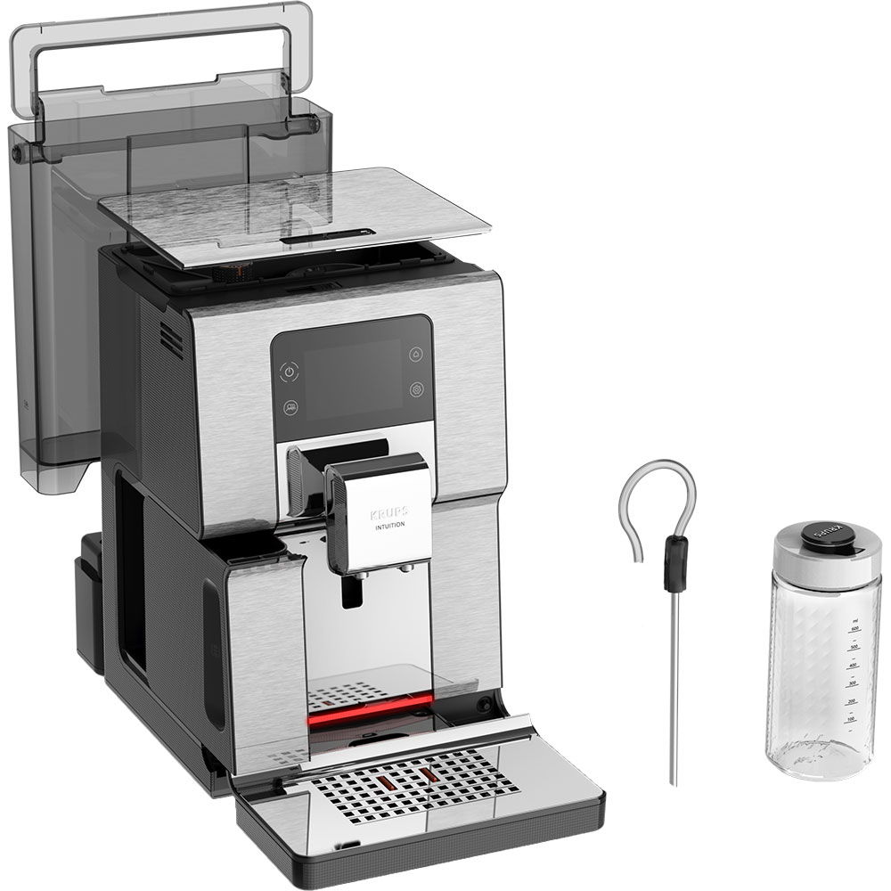 Espressor automat KRUPS Intuition Experience+ EA877D10, 3l, 1500W, 15 bar, argintiu-negru