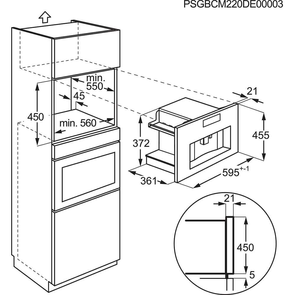 Espressor automat incorporabil ELECTROLUX EBC65X, 1.8l, 1350W, negru