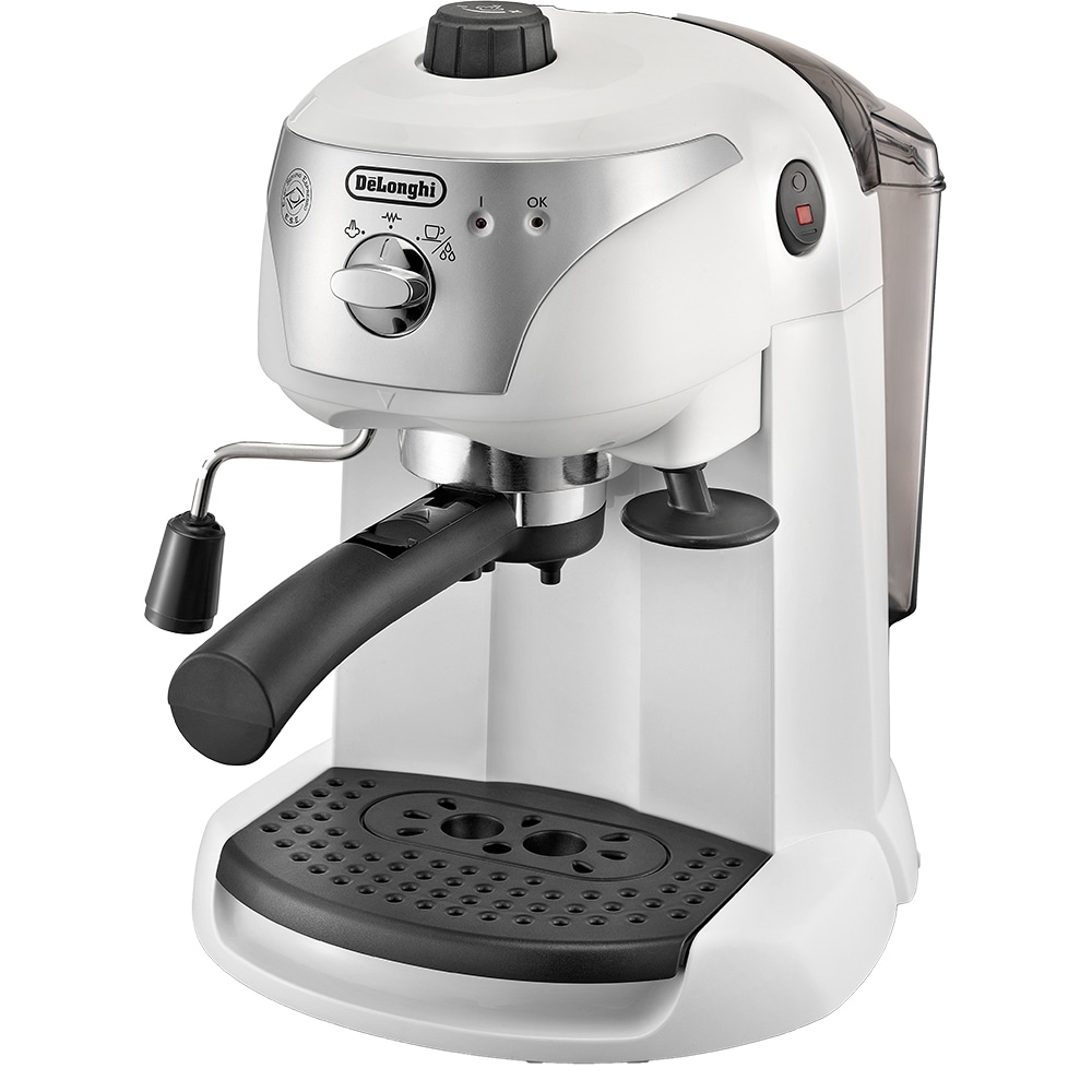Espressor manual DELONGHI EC221.W, 1l, 1100W, 15 bar, sistem Cappuccino, alb-negru