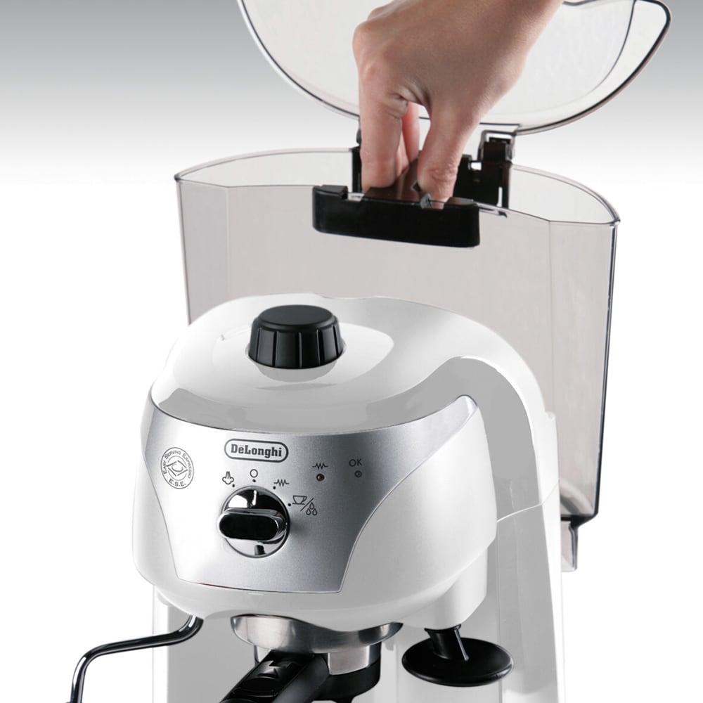 Espressor manual DELONGHI EC221.W, 1l, 1100W, 15 bar, sistem Cappuccino, alb-negru