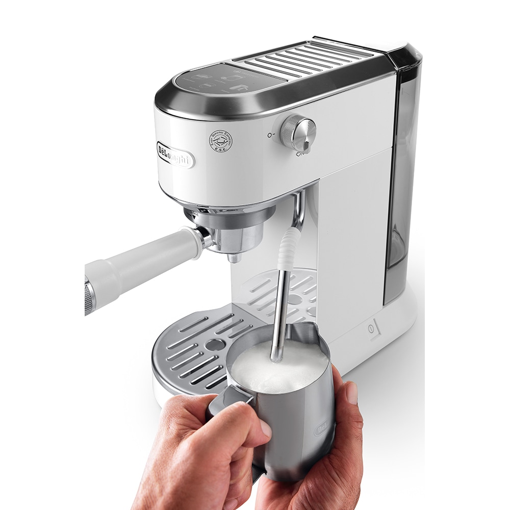 Espressor manual DELONGHI Dedica Duo EC890.WI, 1.1l, 1450W, 15 bar, sistem Cappuccino, alb-argintiu