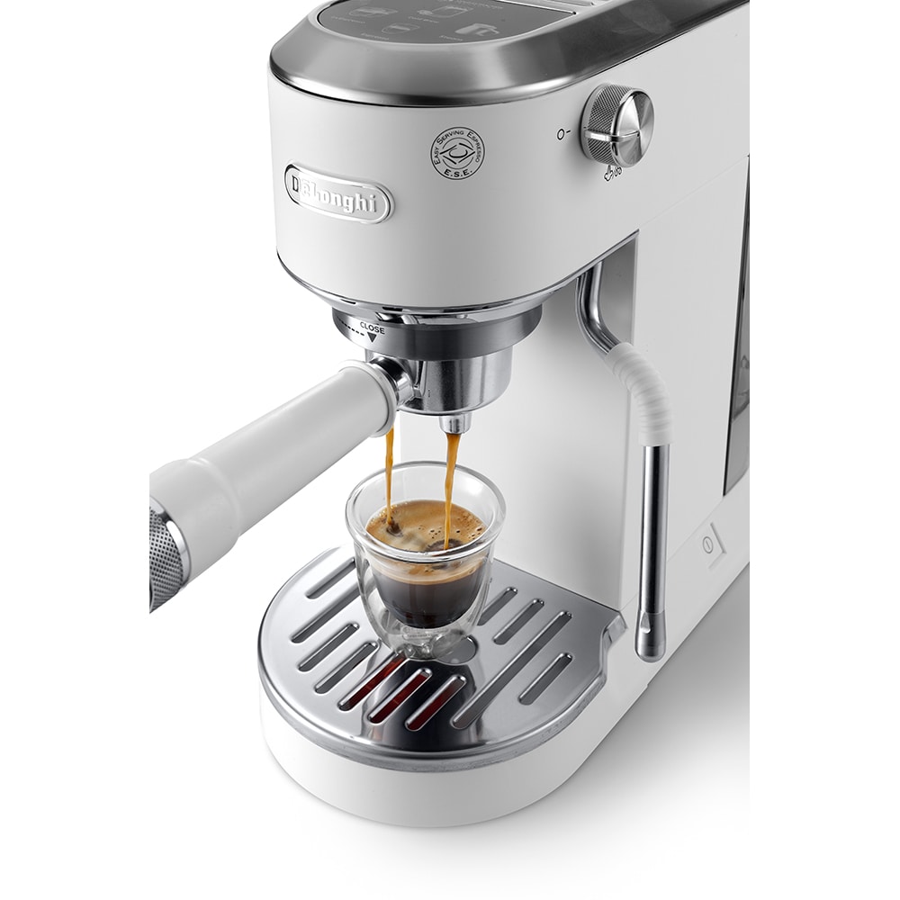 Espressor manual DELONGHI Dedica Duo EC890.WI, 1.1l, 1450W, 15 bar, sistem Cappuccino, alb-argintiu