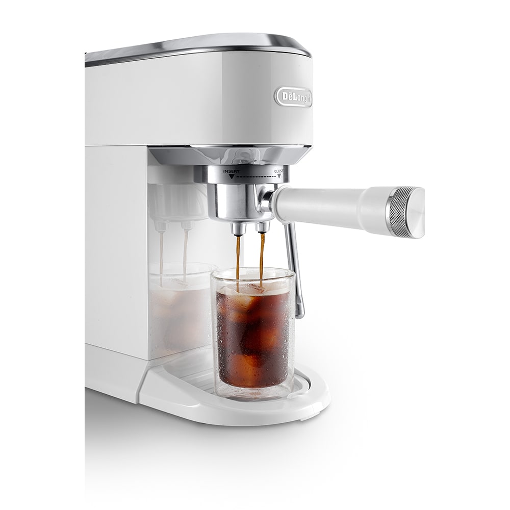 Espressor manual DELONGHI Dedica Duo EC890.WI, 1.1l, 1450W, 15 bar, sistem Cappuccino, alb-argintiu