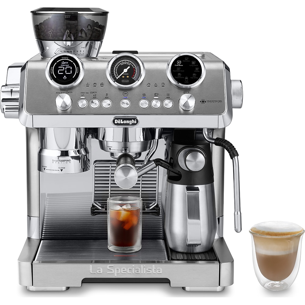 Espressor manual DELONGHI La Specialista Maestro EC9885.M, 2.5l, 1600W, 19 bar, Tehnologia Cold Extraction, argintiu
