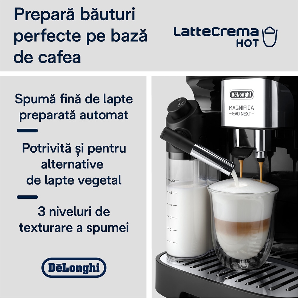 Espressor automat DELONGHI Magnifica Evo Next ECAM310.60.B, 1.9l, 1450W, 15 bar, negru