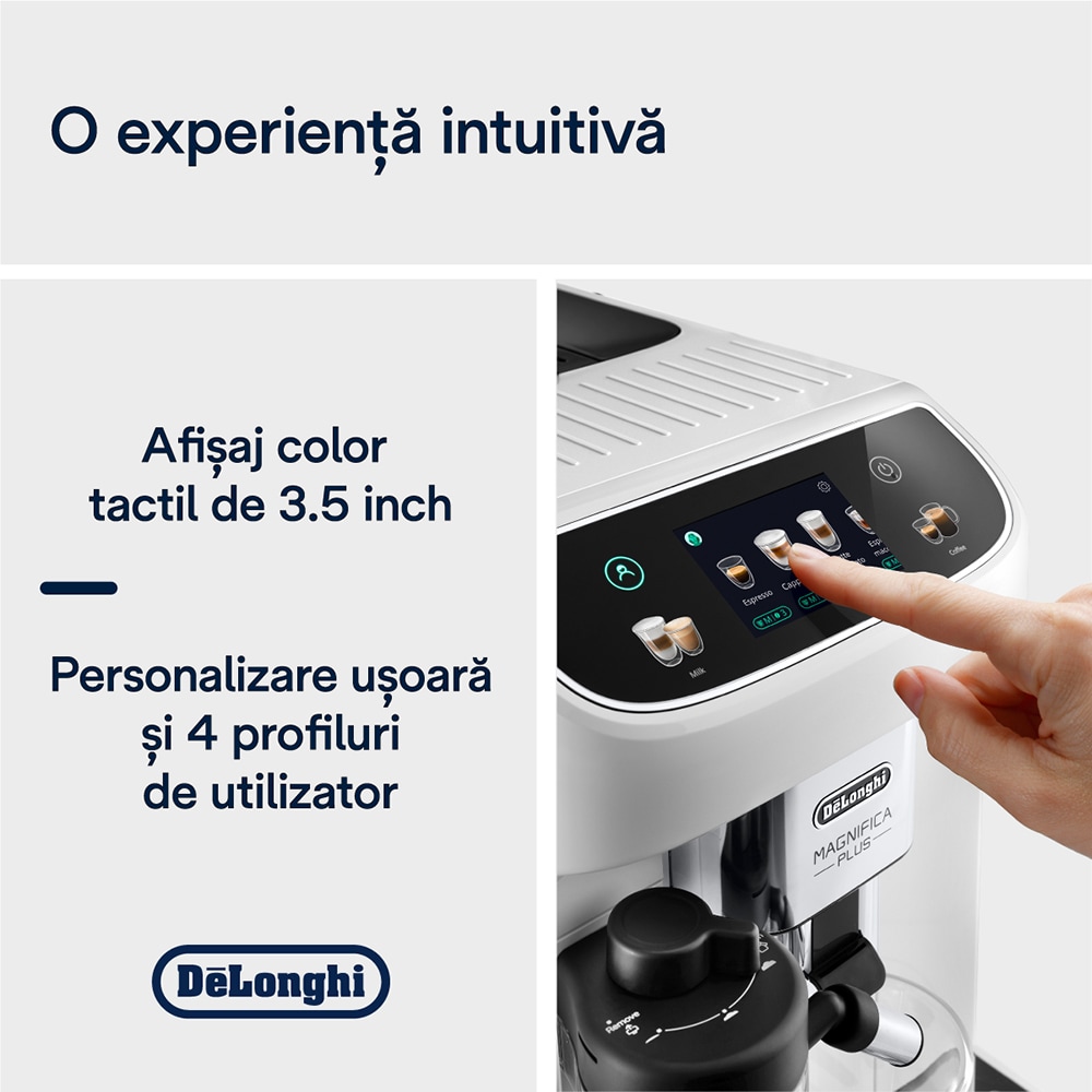 Espressor automat DELONGHI Magnifica Plus ECAM320.60.W, 1.9l, 1450W, 15 bar, alb-negru