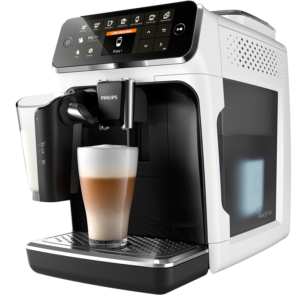 Espressor automat PHILIPS LatteGo Seria 4300 EP4343/51, 1.8l, 1500W, 15 bar, alb-negru