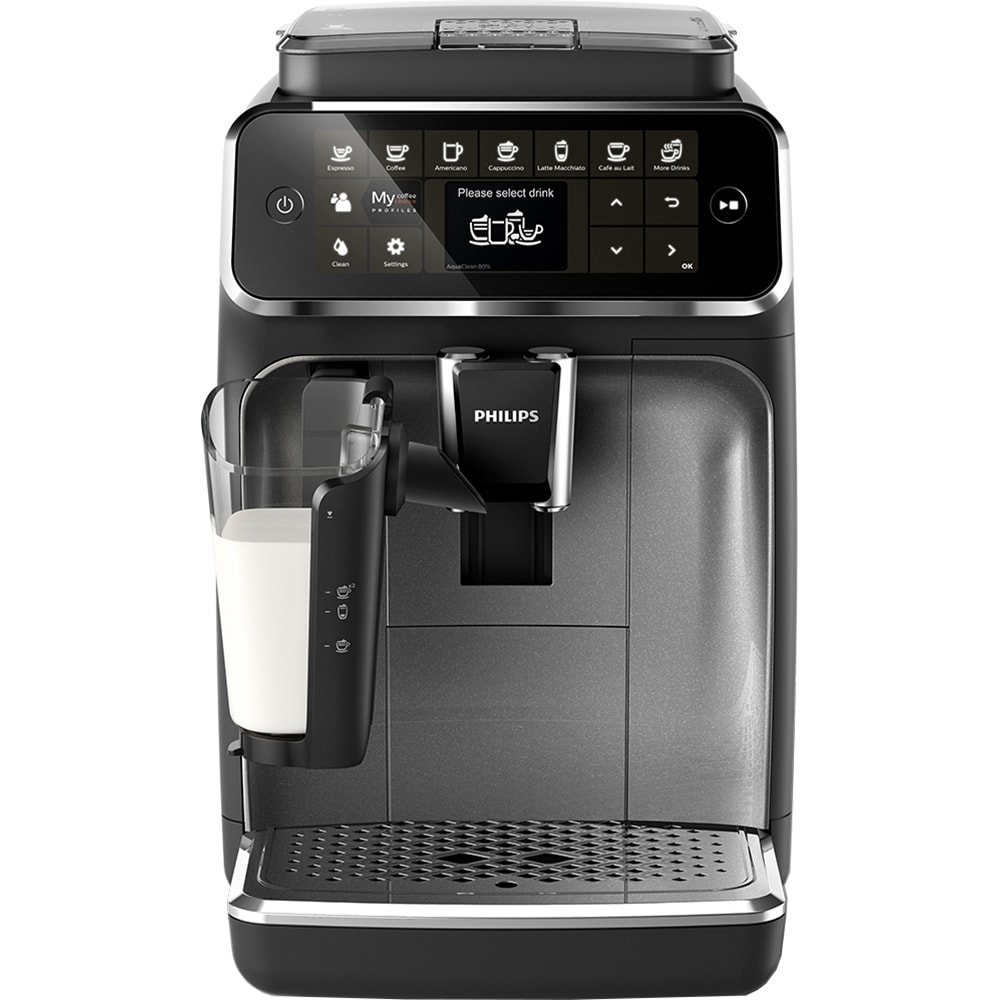 Espressor automat Philips LatteGo Seria 4300 EP4346/70, 1.8l, 1500W, 15 bar, negru-argintiu