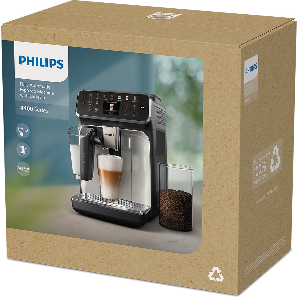 Espressor automat PHILIPS Seria 4400 EP4446/70, 1.8l, 1500W, 15 bar, argintiu-negru