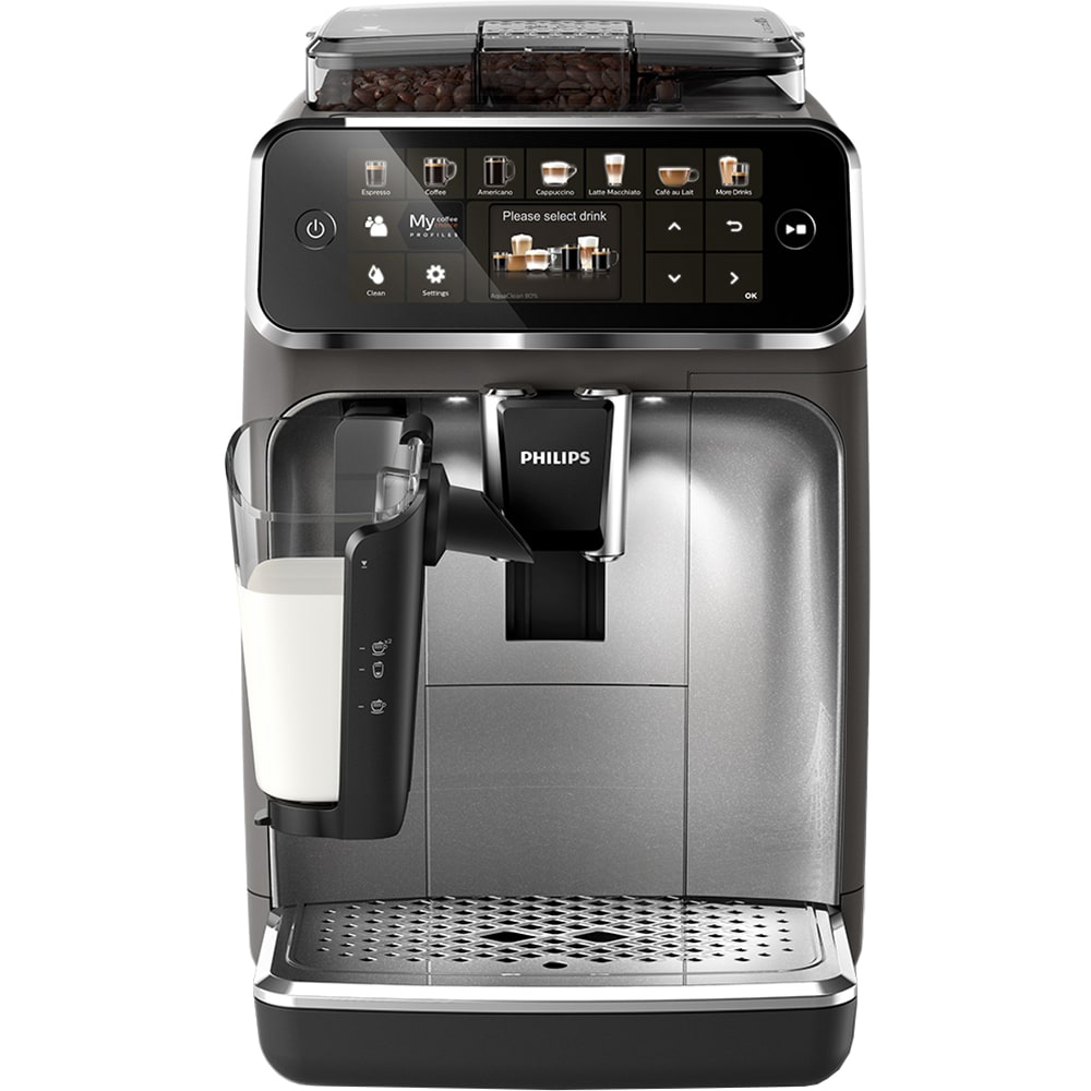 Espressor automat Philips LatteGo Seria 5400 EP5444/70, 1.8l, 1500W, 15 bar, gri inchis-argintiu