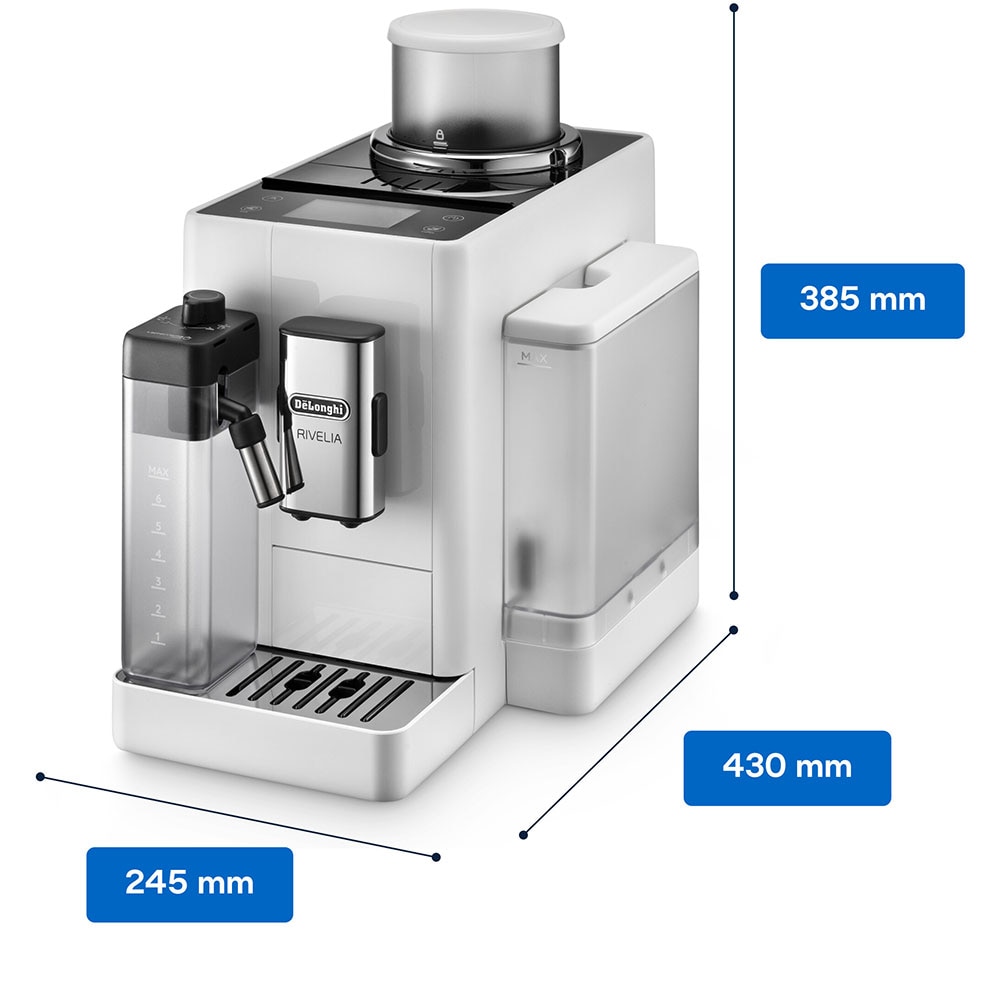 Espressor automat DELONGHI Rivelia EXAM440.55.W, 1.4l, 1450W, 19 bar, alb-negru