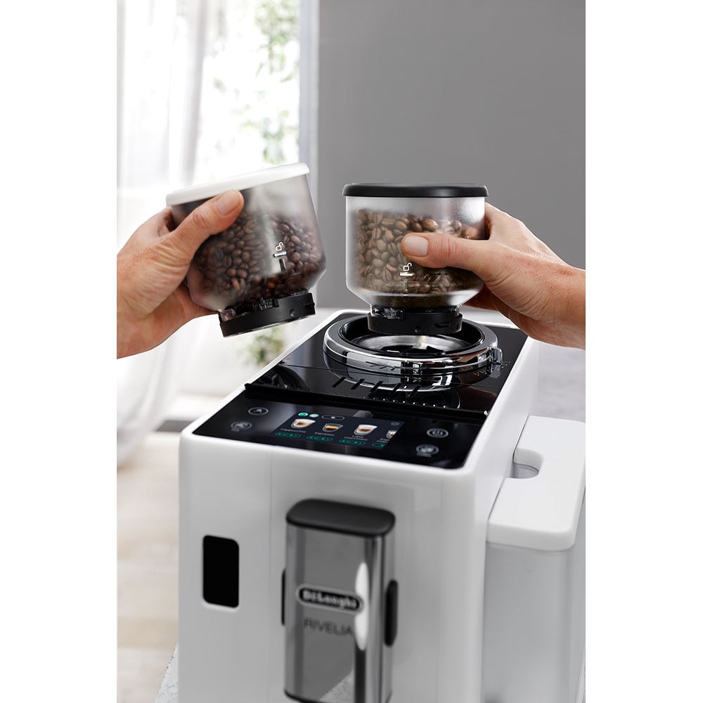 Espressor automat DELONGHI Rivelia EXAM440.55.W, 1.4l, 1450W, 19 bar, alb-negru