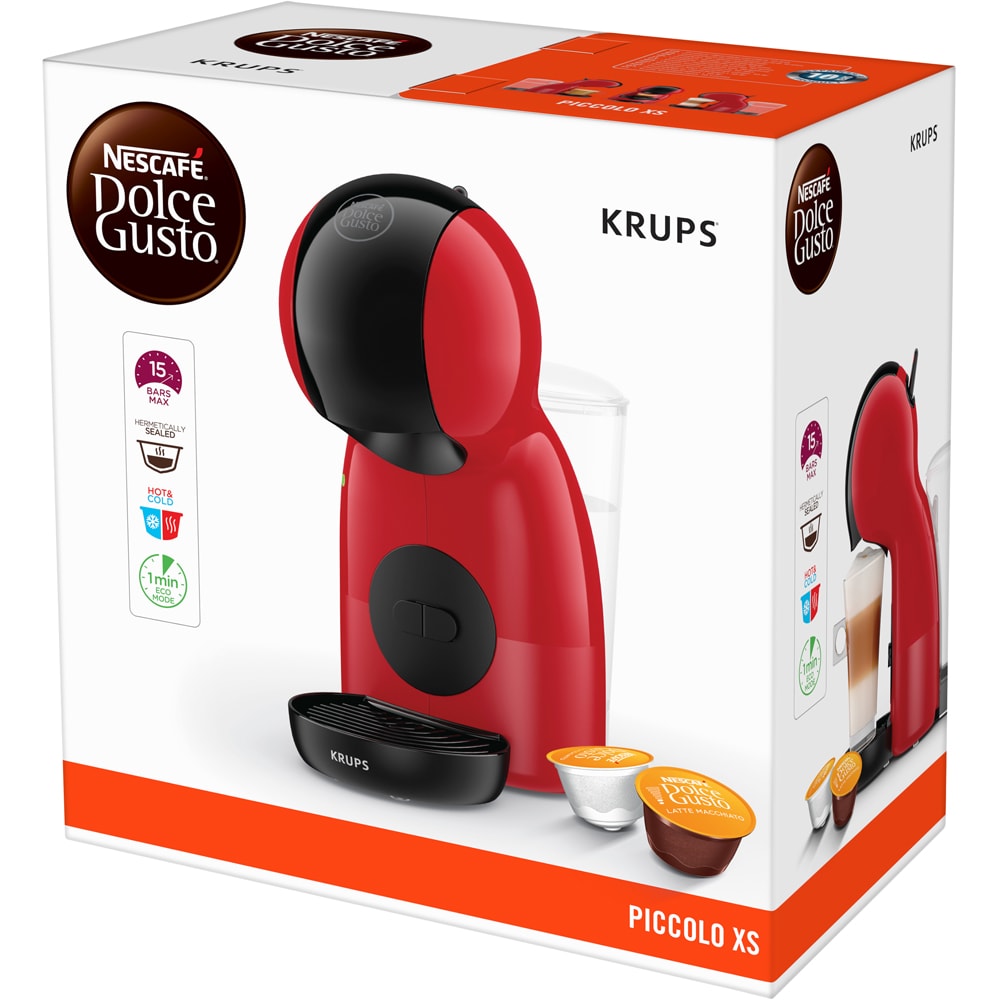 Espressor cu capsule KRUPS Dolce Gusto Piccolo XS KP1A3510, 0.8l, 1600W, 15 bar, rosu-negru