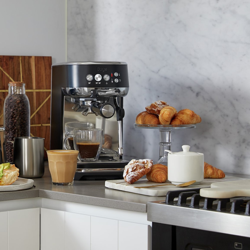Espressor manual SAGE Bambino Plus SES500BTR, 1.9l, 1600W, 15 bar, sistem termic Thermojet, negru-argintiu