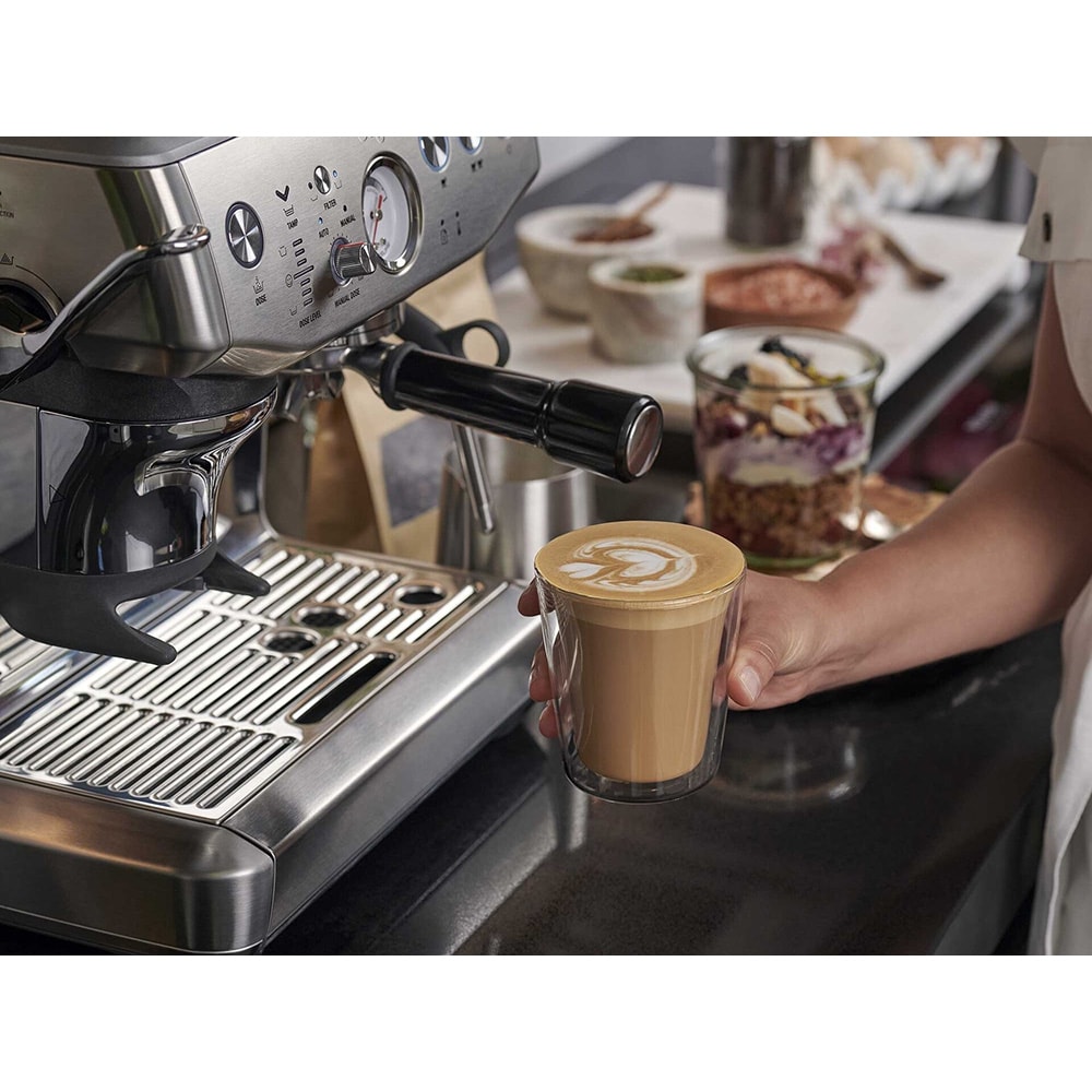 Espressor manual SAGE Barista Impress SES876BST, 2l, 1850W, 15 bar, sistem termic Thermocoil, gri inchis-negru