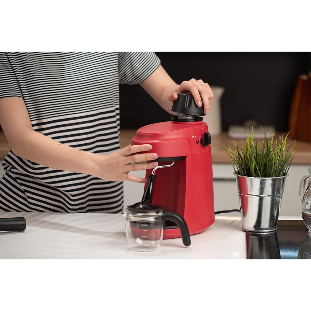 Espressor manual VORTEX VO4009RD, 0.24l, 800W, 3.5 bar, rosu-negru