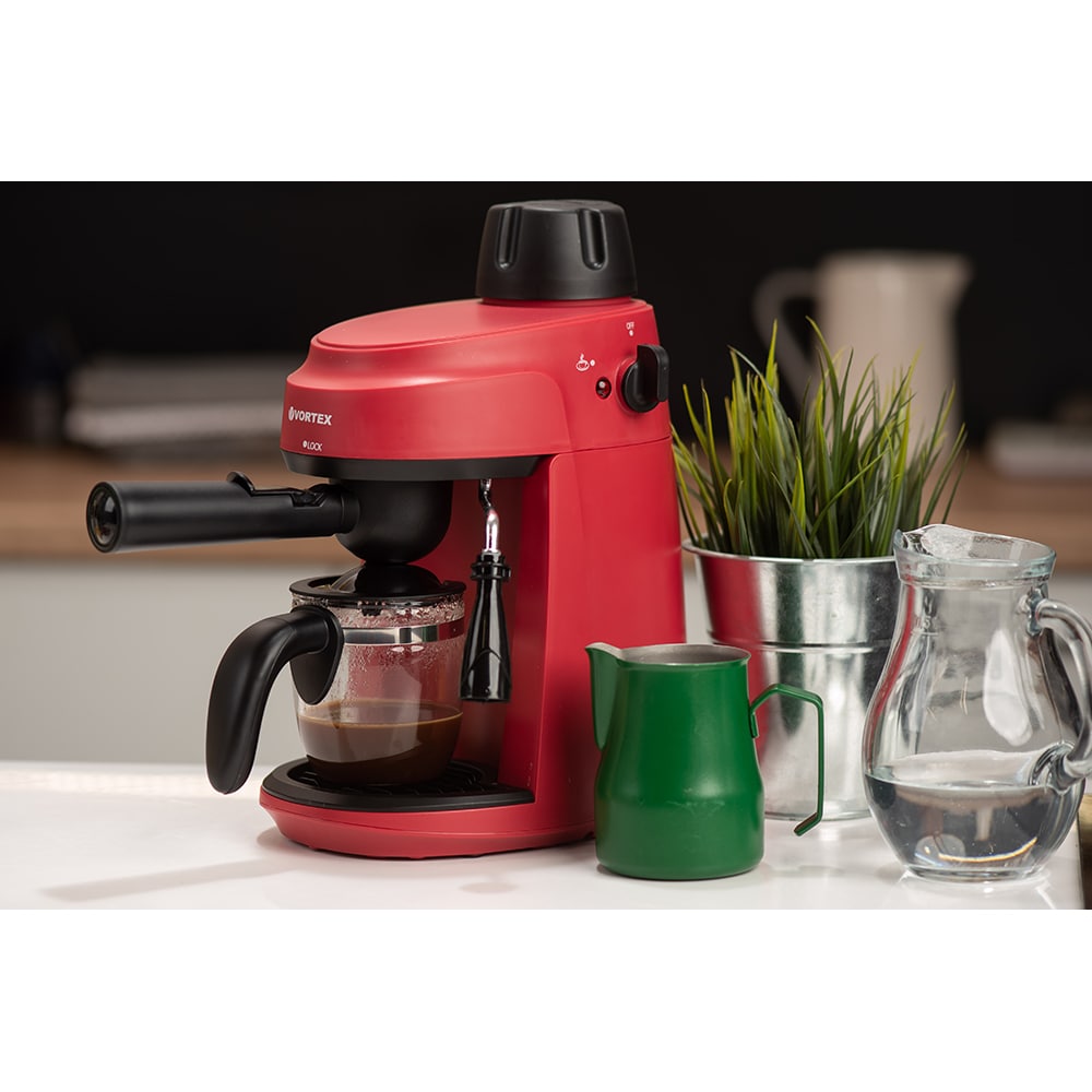 Espressor manual VORTEX VO4009RD, 0.24l, 800W, 3.5 bar, rosu-negru